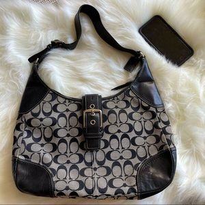 Coach Soho Lynn Signature Gray Black Large Tote Handbag